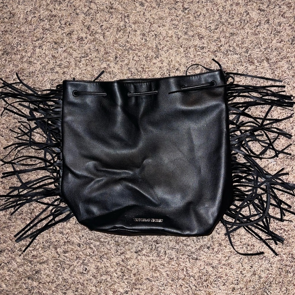 Victoria’s Secret Black Leather Fringe Bag